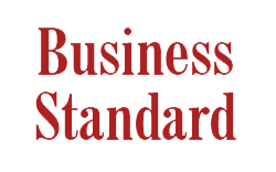 Business Standard logo in red serif type on white background.