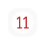Circular badge showing the number 11 in red on a white background, likely a step or notification marker.